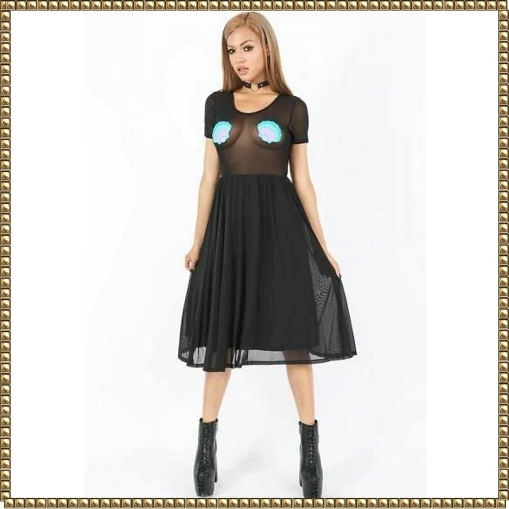 Iron Fist Black Mermaid Life Fit Flare Mesh Dress